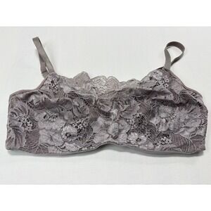 Soma Lace Cami Bra 34DD underwire lightly lined Non Padded‎ Bralette Gray